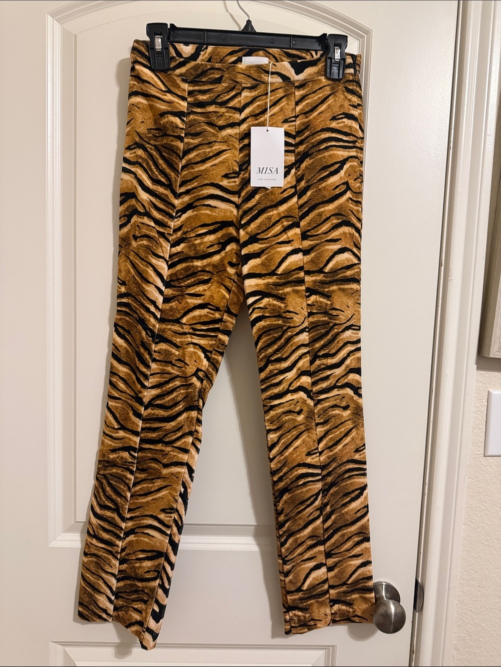 Misa Los Angeles Tiger-Stripe Trousers in Brown and Black